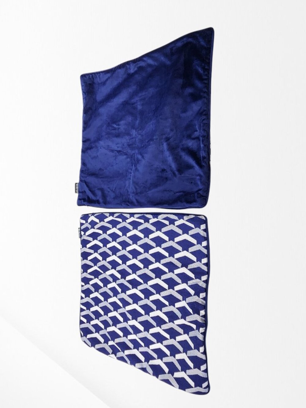 Cobalt Blue Pillow Cover Pr 19x19 Velvet Cotton Blend Zip Closure Casa Decor